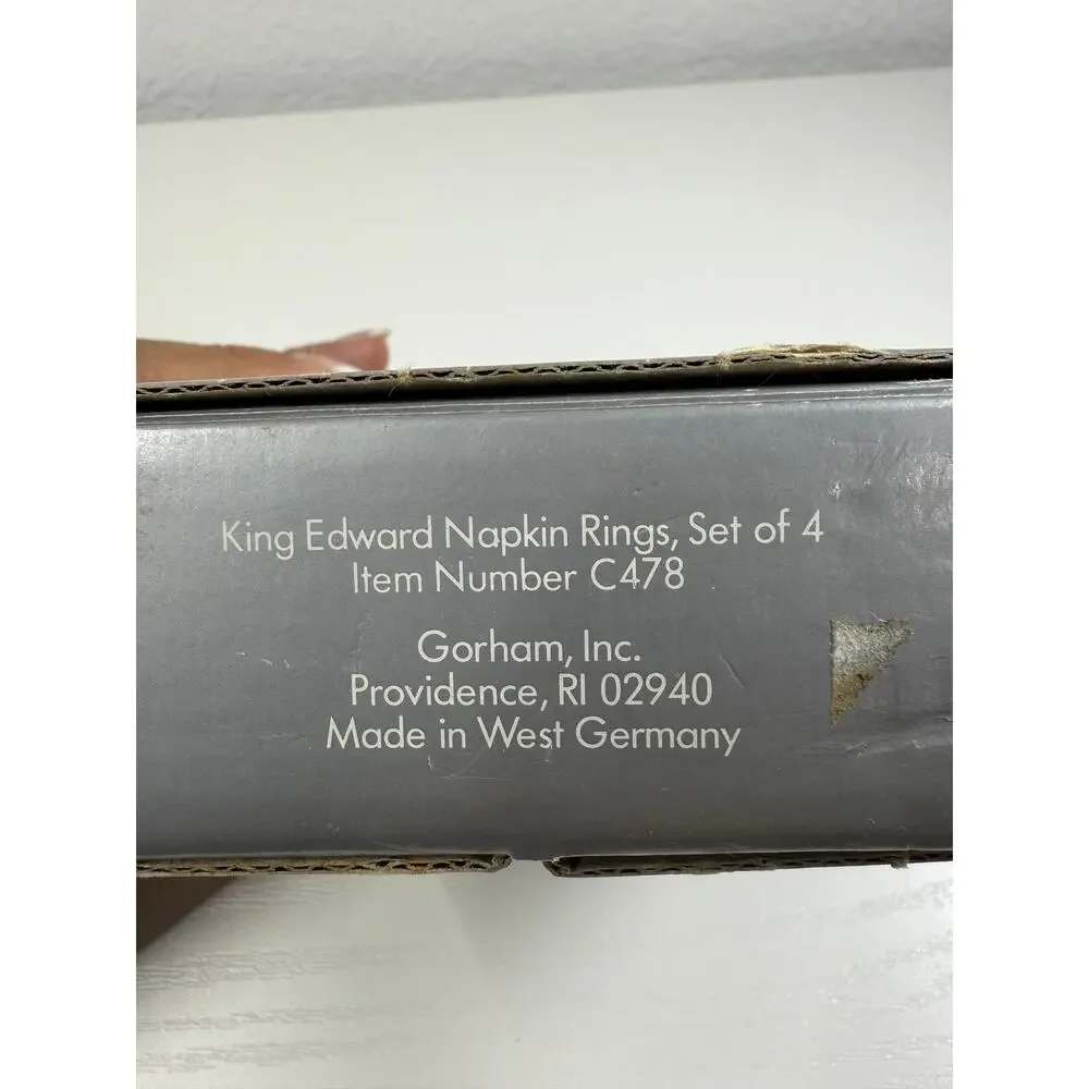 Gorham King Edward Full Lead Crystal Napkin Rings Set of 4 West Germany C478